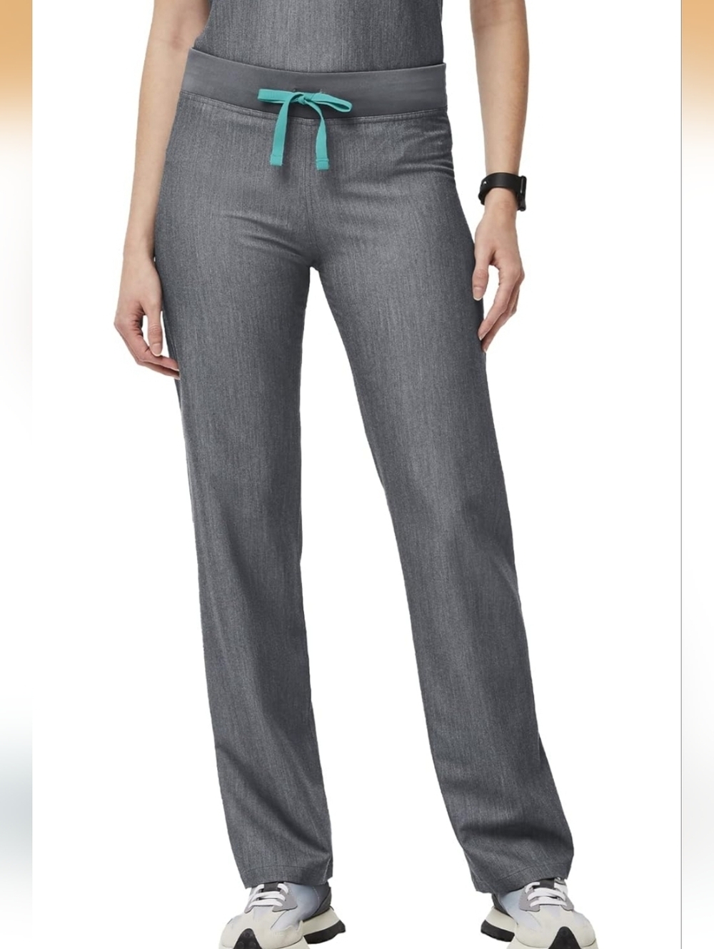 FIGS Livingston Basic Scrub Pants for Women Yoga Waistband, 2 Pockets Sz S Gray